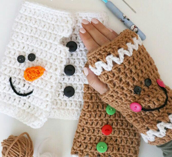 Fingerless crochet gloves for Girls