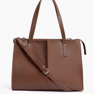 Happifyshop leather classic hand bag brown front