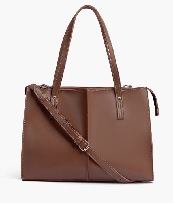 Happifyshop leather classic hand bag brown front scaled
